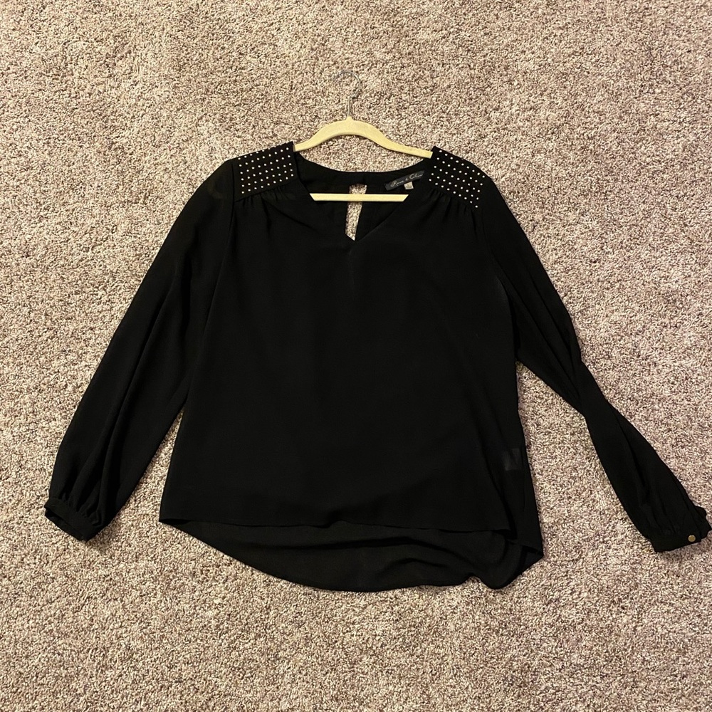 Studded shoulder black top